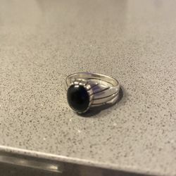 Sterling Silver Size 8 Onyx Ring
