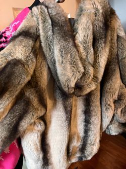 Fur Coat Brown Gray Multicolor