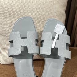 Blue Hermes women's sandals