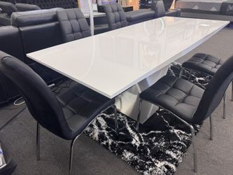 SALE🖤7PC White Table w/Butterfly extension leaf W/ Black Chairs