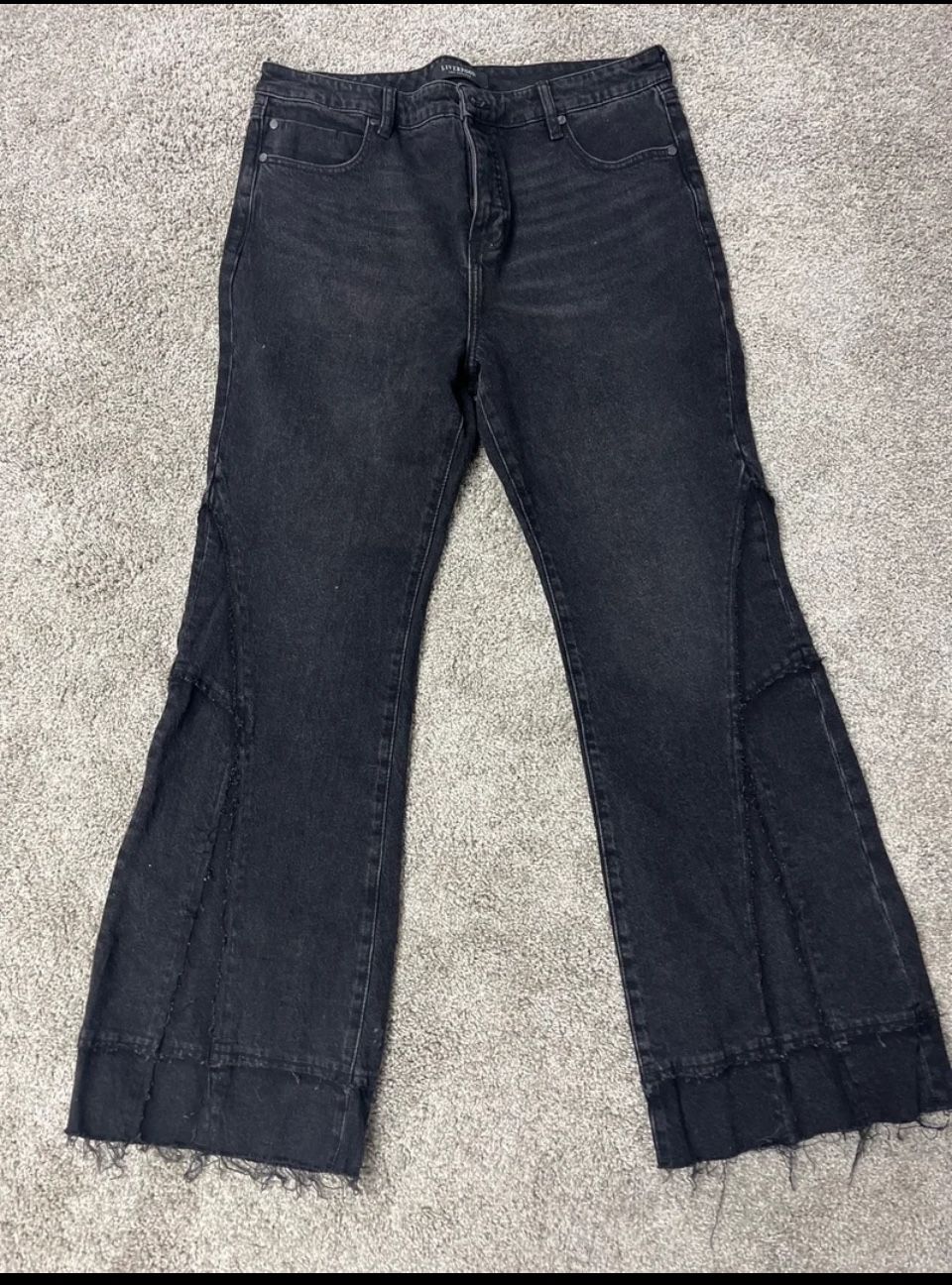 Women Liverpool Black Raw Hem Jean