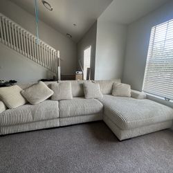 White Comfy Sofa - 3 Piece With Chaise 