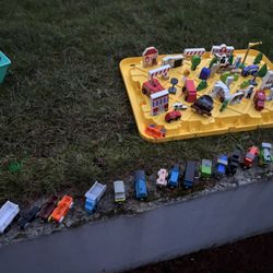 Wooden Train Tracks And Train Lot