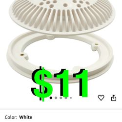 WG1030 8 Inch White Pool Main Drain Compatible with Hyawar for Pool Suction and Dual Outlet Round Pool Main Drain