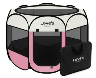 Love's cabin Pet Puppy Dog Playpen, pink