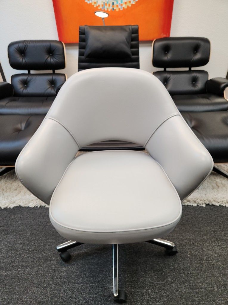 🍀NEW CONDITION!🍀100% AUTHENTIC KNOLL SAARINEN GREY LEATHER TASK CHAIR 10 AVAILABLE! RETAIL $4K PLUS EA