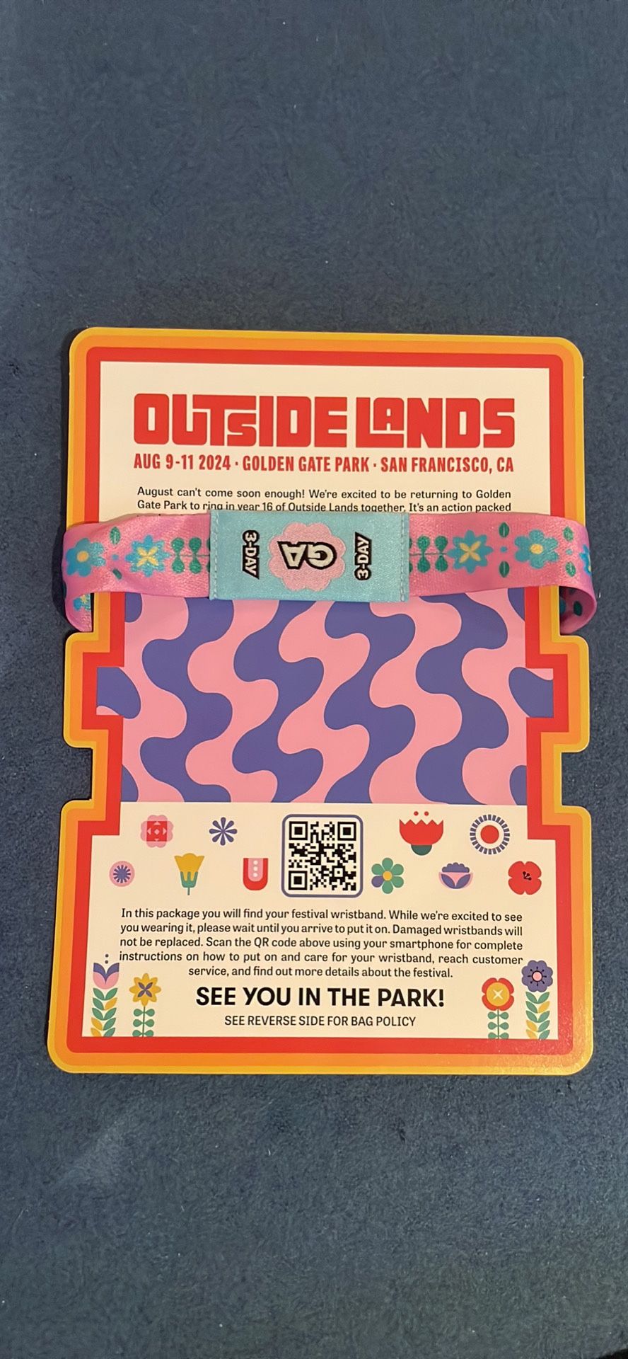 Outside Lands 3 day Wristband