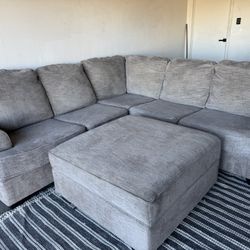 Gray Sectional Sofa Couch Sala Ottoman
