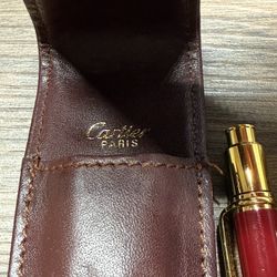 Vintage Authentic Cartier Pen Pencil Set With Leather Case
