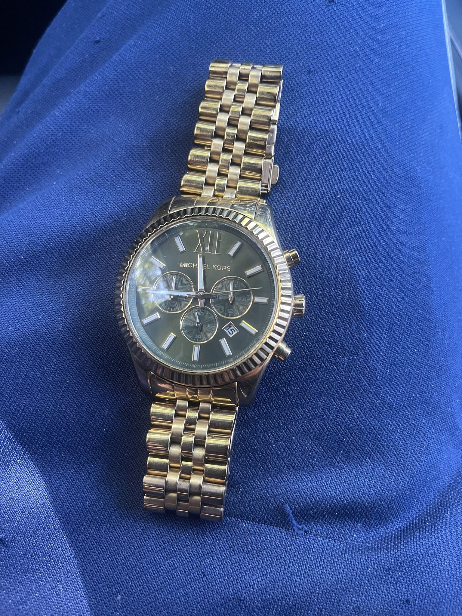 Michael Kors MK8446 Men’s Lexington Chronograph – Gold/Green – As-Is