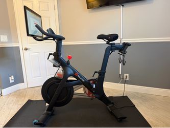 Peloton Bike + Mat, Weights, 2 Pairs of Shoes & Accessories