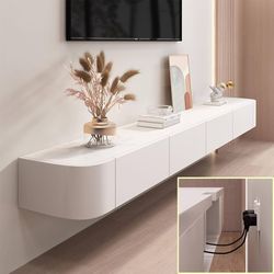 70.9in Floating TV Stand Large Floating TV Shelves Wall Mounted Multi Storage Compartment TV Media Console Floating TV Cabinet Bench Under TV Large St
