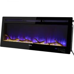 Electric Fireplace, 50-inch Recessed and Wall Mounted, Fit for 2 x 4 and 2 x 6 Stud, Adjustable Flame Colors and Speed with Remote Control & Timer, 1