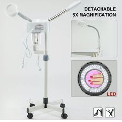 Facial Steamer 2 In 1 Hot Spray 5x Led Magnifying Lamp Beauty Salon Face Skin Care