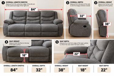 3-Piece Gray Reclining Sofa Set – Sofa, Loveseat & Chair