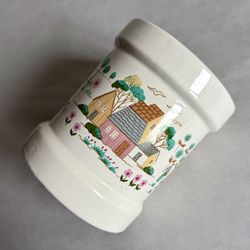 Vintage Ceramic Farm-Themed Utensil Holder/Jar