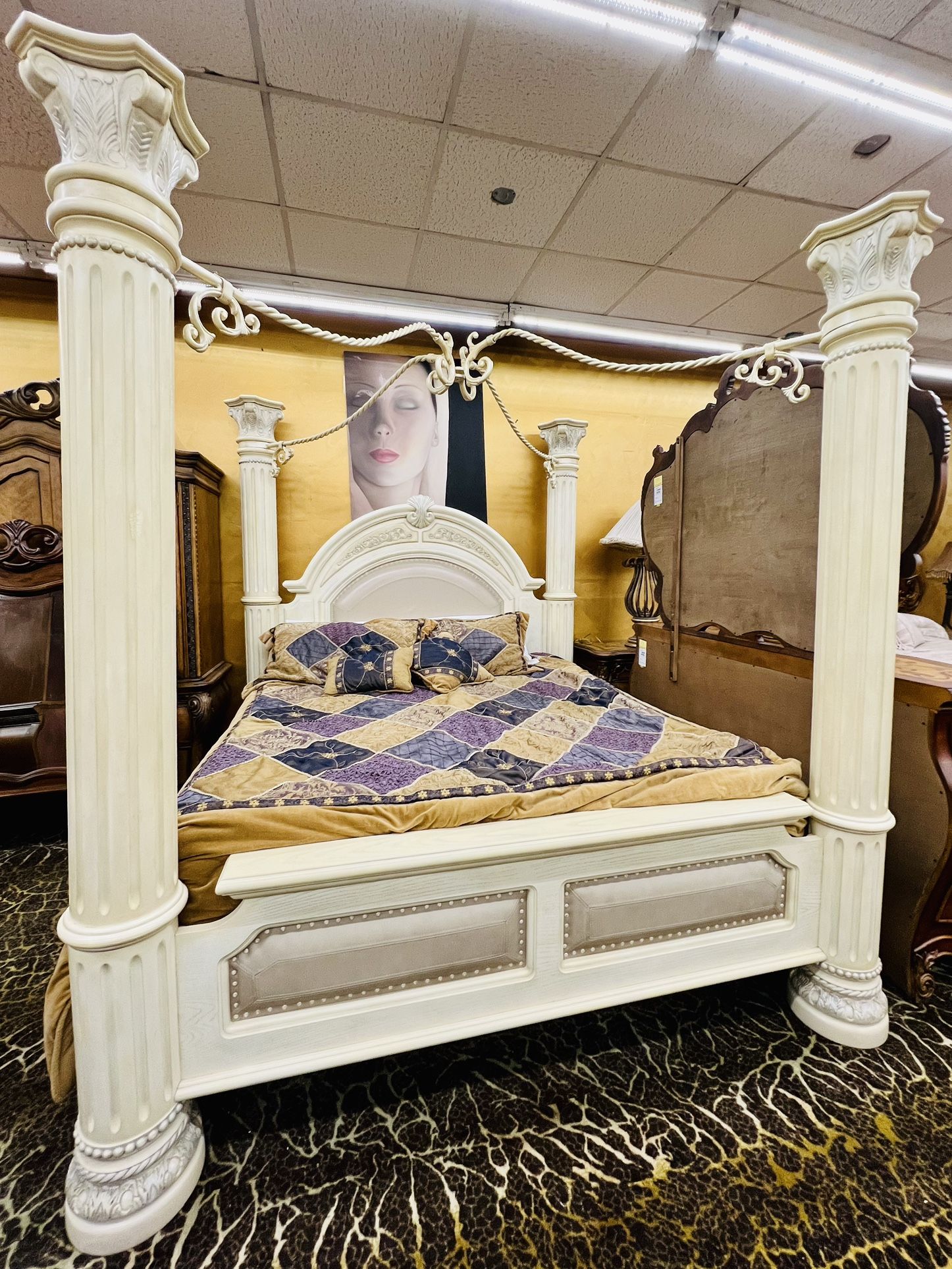 AICO By Michael Amini MONTE CARLO White Bed Set 5 Pcs - NY