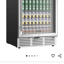 EUHOMY 24 Inch Beverage Refrigerator, 180 Can Built-in Beverage Cooler, Under Counter Beer Fridge with Glass Door for Soda, Water, Wine - For Kitchen,