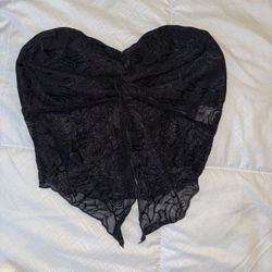 Twist front split hem tube BLACK top 