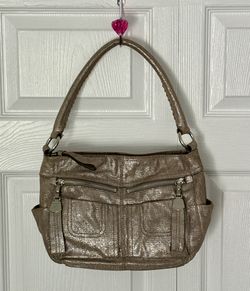 B. Makowsky Shimmer Leather  Hobo Tote Bag