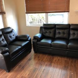 Special Offer Modern 3-Piece Stationary Black Leather-Look Living Room Set