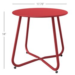 ► Grand patio Outdoor Side Table 18-inch x 18” Round End Table Accent Table for Bistro Balcony Apartment Red