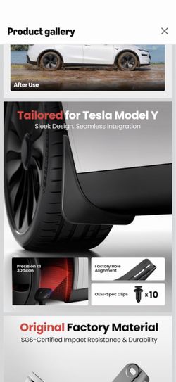 Tesla Model Y Juniper 2025–2026 Mud Flaps Accessories, All-Weather Paint Protection, OEM-Style Fit, No-Drill Installation, Low-Drag Profile, Safe Grou