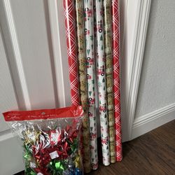 New Christmas gift wrap and bows all for $3