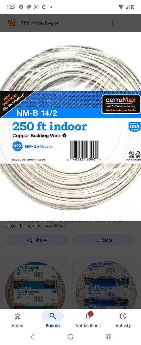 250ft Roll Of 14/2 Wire
