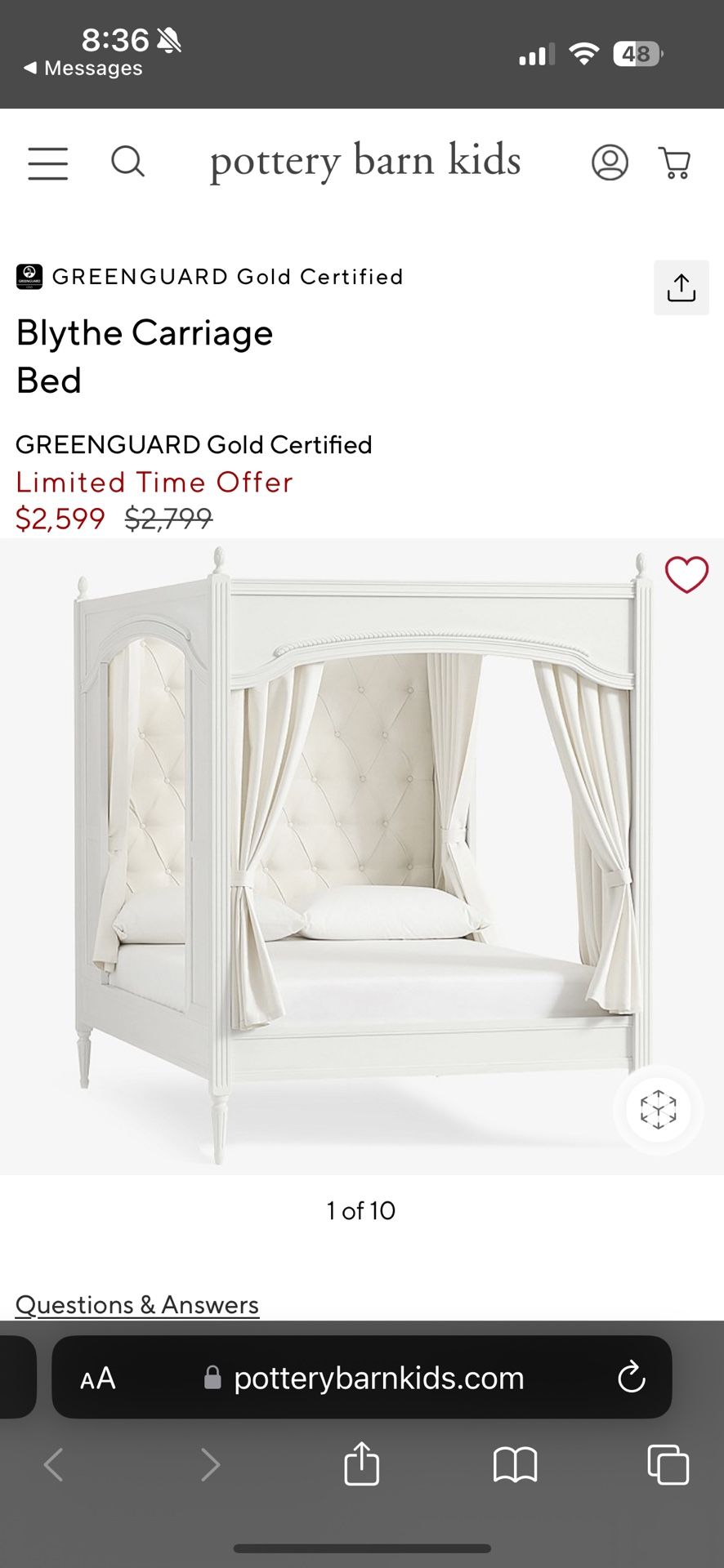 MUST GO!!! Pottery Barn Carriage Bed (Full Bed)