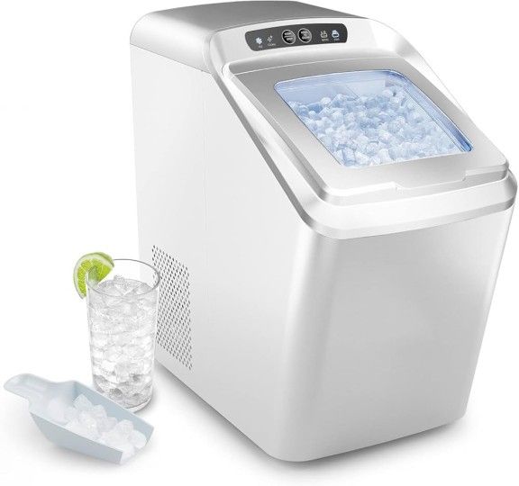 O701 55lbs Countertop Nugget Ice Maker β Pebble Ice Machine, Soft Chewable Pellets in 5 Min, 55Lbs/24H, 3lb. Capacity, Waterline-Compatible, Sel