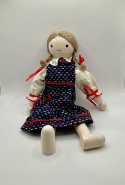 Wooden Patriotic Vintage Doll