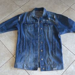 Girl’s Highway Jeans Long Blue Jean Jacket, Size M
