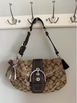 Coach Soho Signature Jacquard Brown Leather Shoulder Bag