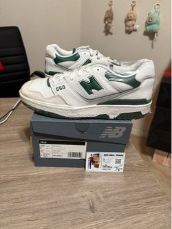 Size 9 - New Balance 550 White Green Low Top Athletic Sneakers