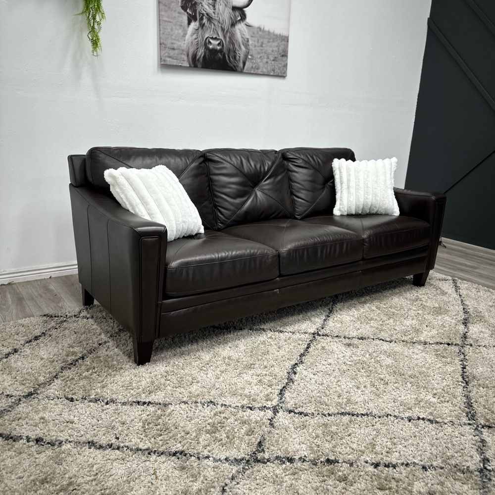 Brown Leather Couch - Free Delivery   