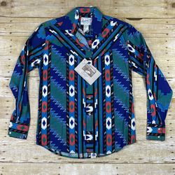 NWT Tru-West Rockmount Ranch Wear Custom Fitted Aztec Print Pearl Snap Western S