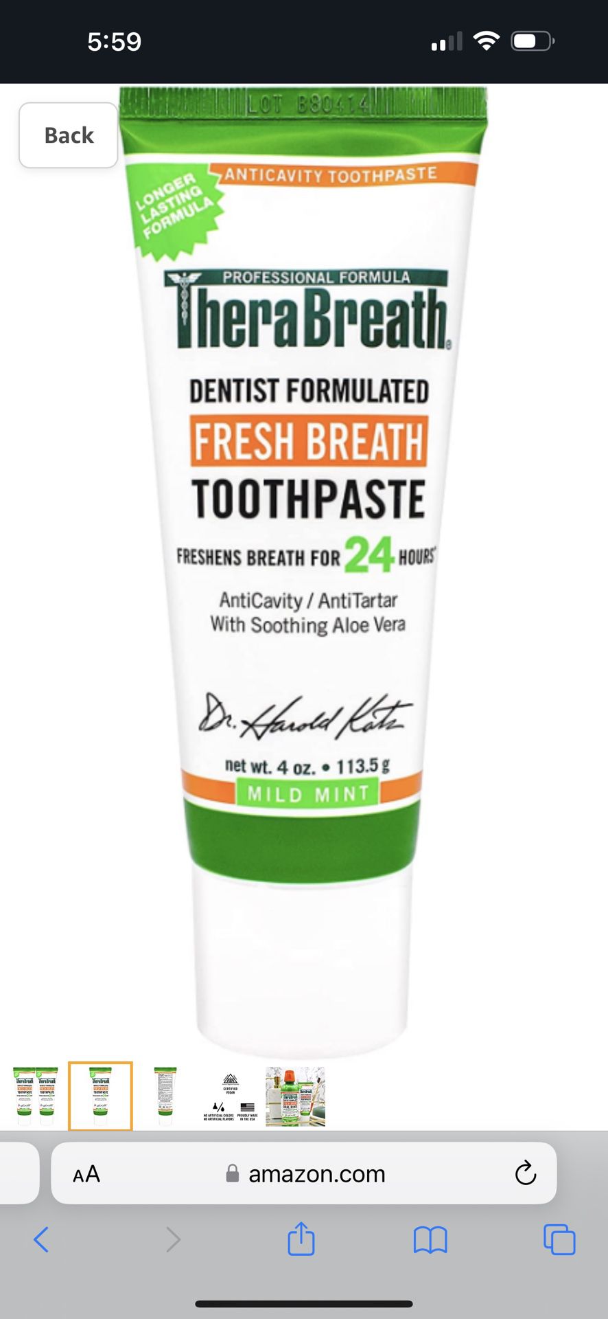 TheraBreath Fresh Breath Dentist Formulated 24-Hour Toothpaste, Mild Mint, 4 Ounce Pack of 3