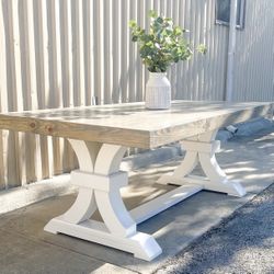 Custom Dining Table Solid Wood Farmhouse Set Round Oval Modern Rustic Hand Built Handcrafted Bench Kitchen Breakfast Counter Bar Comedor  Farm House 