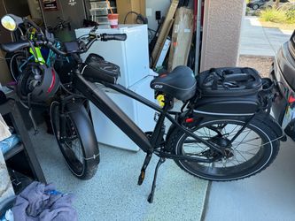 Black Fat Tire Electric Bike with Accessories
