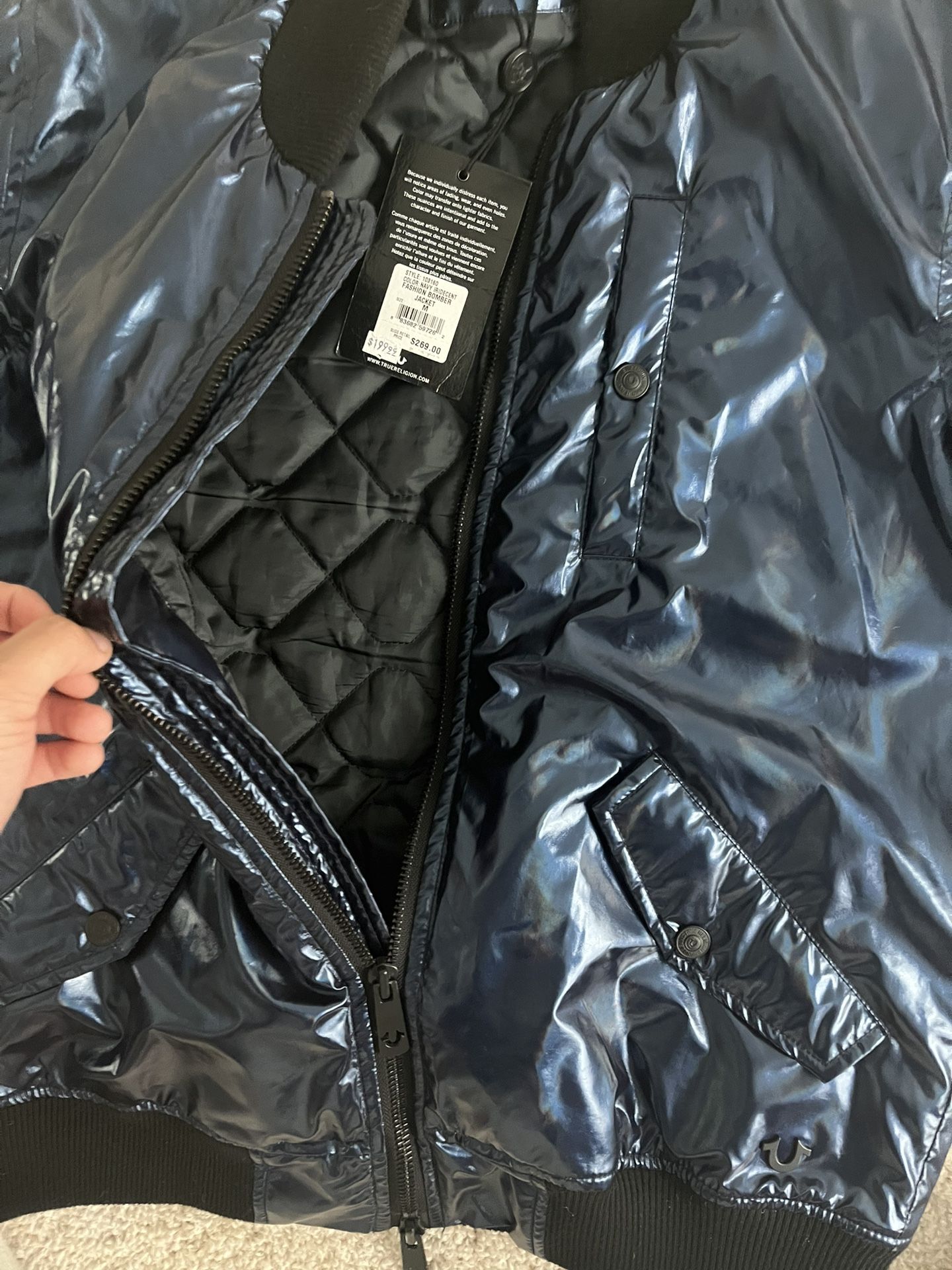 TRUE TELIGION FASHIN BOMBER JACKET NAVY Iridecent
