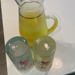 Vintage Pitcher & Two Glasses