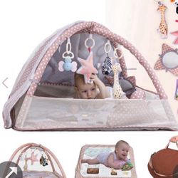 Kidikools 6-In-1 Baby Play Gym Activity Center With Mosquito Net | Foldable Baby Play Mat For Floor With Sunproof Canopy | Portable Tummy Time Mats Fo