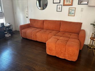 Orange Moduler Boucle Sectional Sofa