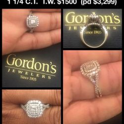White Gold Ring For Engagement or Wedding Size  6 1/4 Excellent Condition Purchased From Gordon’s Jewelers