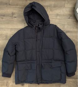 Polo Ralph Lauren Hooded Down Puffer Jacket w/ Pockets Large Navy Blue Full Zip