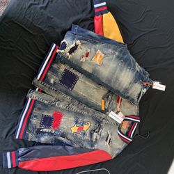 Jean Jacket With Pants Size Jacket:XL Pants:36/32