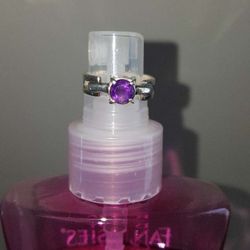 Amethyst 1 Ct Tw Set In A Thick .925 Sterling Silver Band