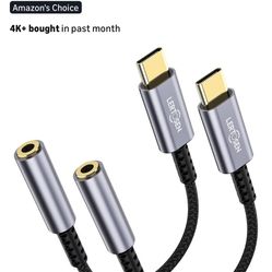 2 Pack USB C to 3.5mm Headphone Jack Adapter – HiFi Audio Dongle, Type C to Aux Female Cable Cord Compatible with iPhone 17/16/15 Pro Max, Samsung S25