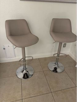 NEW! Bar Stools Set of 2, Adjustable Swivel Faux Leather Barstools 26-34inch with Footrests, Counter Height Island Chairs for Bar, Kitchen, Dining Roo